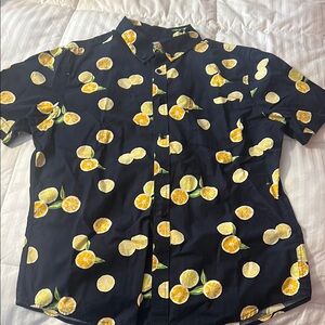 Men's Navy Lemon Print Shirt